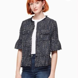 Kate Spade Flounce Sleeve Tweed Jacket NWT